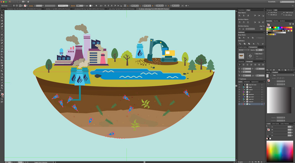 Pembuatan ilustrasi untuk animasi di Adobe Illustrator